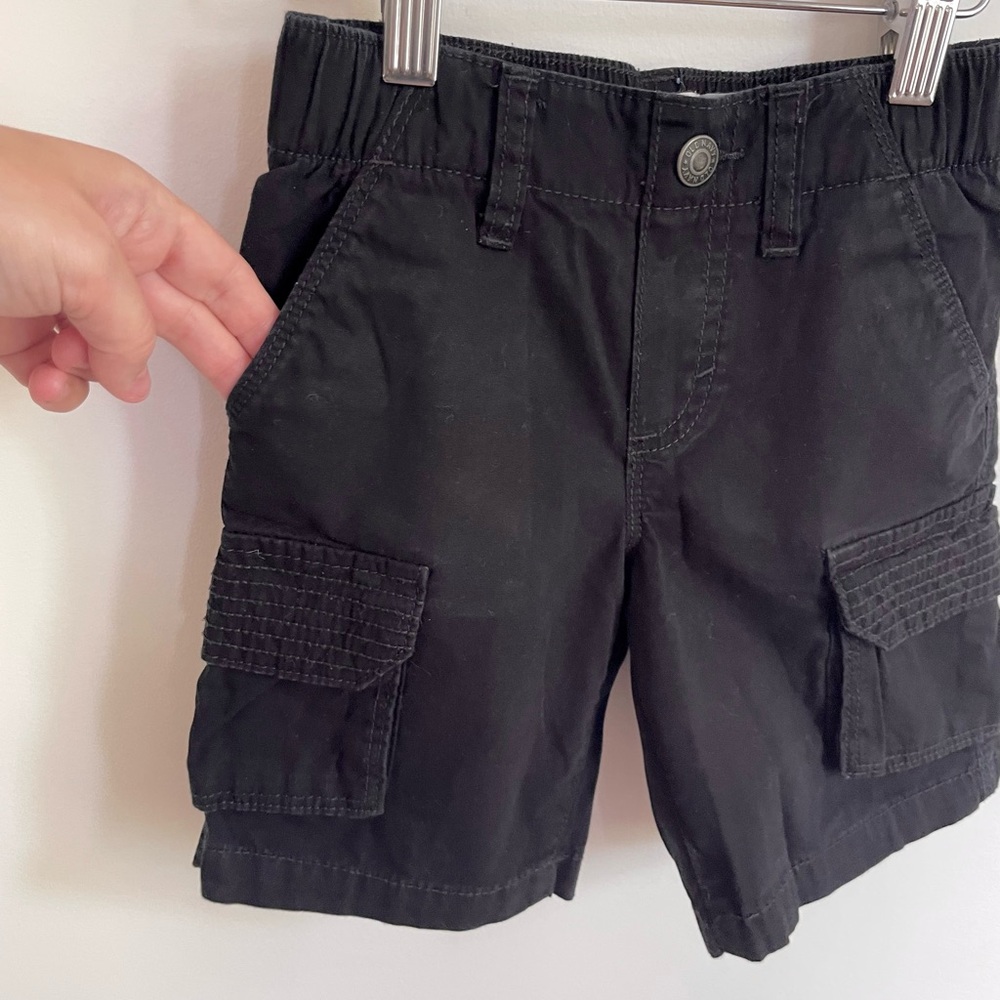 5/$30💥Pull-On Cargo Shorts, Classic Black, Embroidered Flap Leg Pockets, Unisex